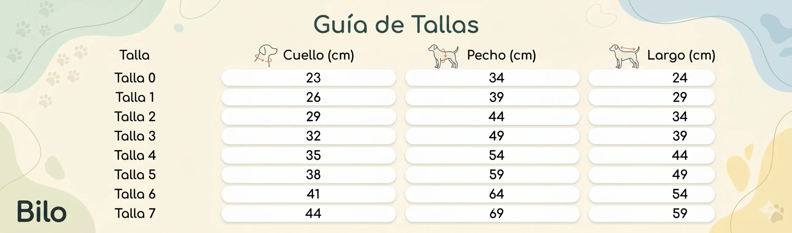 guia tallas ropa mascota